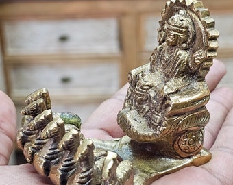 Brass 2.5  inches tall Surya dev Sun God  Statue Hindu God Usa Seller Fast  Ship