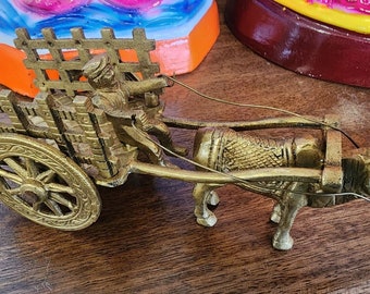 6.5 inche brass bullock cart statue / gujrati wedding item usa seller  fast ship