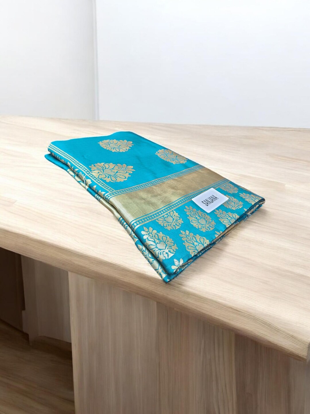 Rama Green Semi-Cotton Sequin Saree – Elegant Choice for Intimate & Grand Weddings