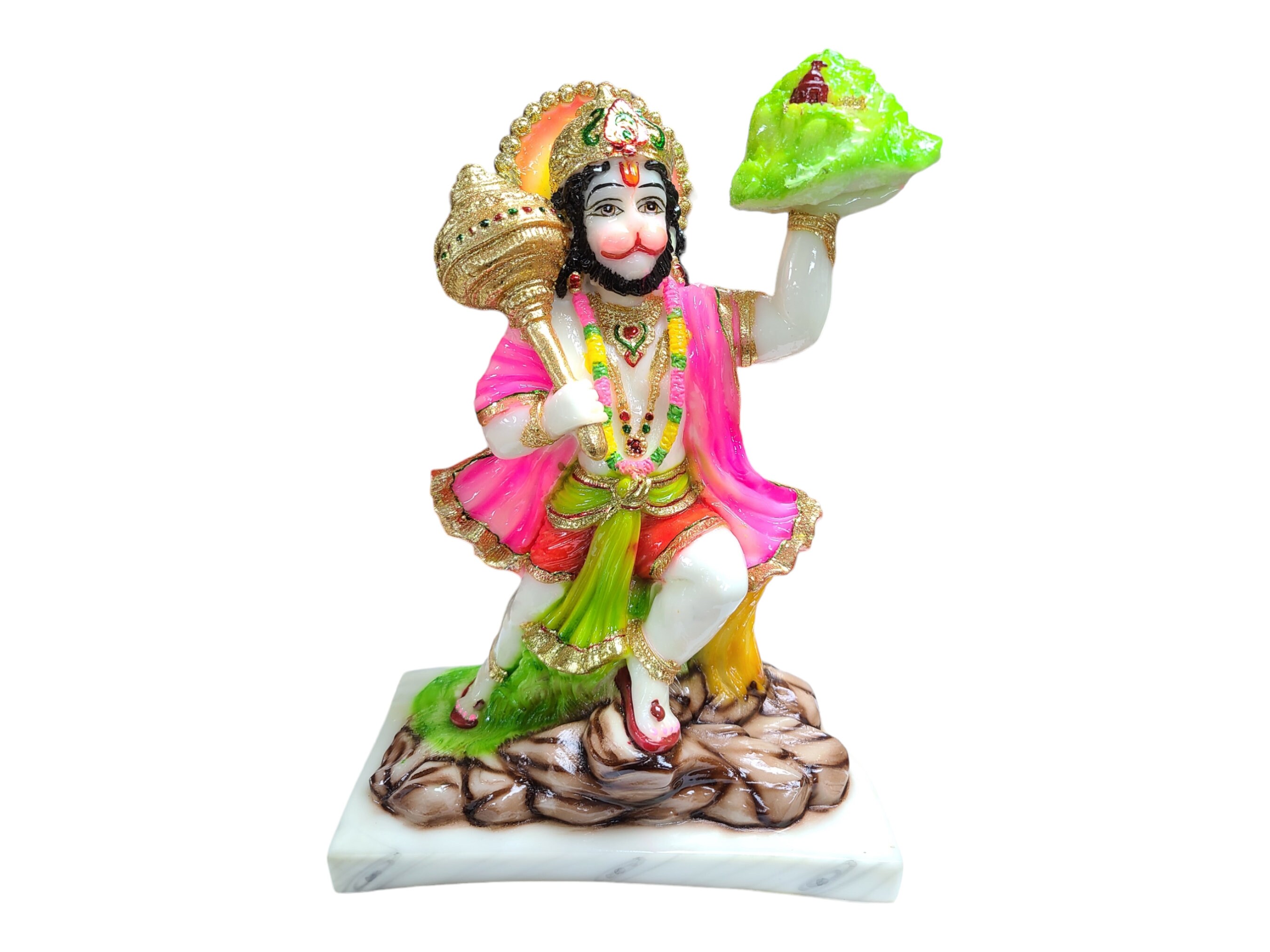11 Inches Vibrant LORD HANUMAN Carrying Mountain Idol for Home 11 Inches Vibrant LORD HANUMAN Carrying Mountain Idol for Home