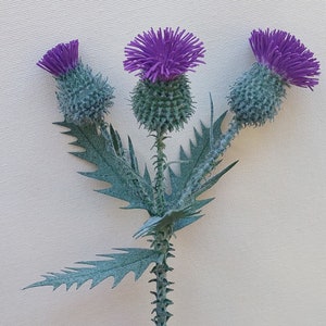 Handmade artificial thistle flower branch