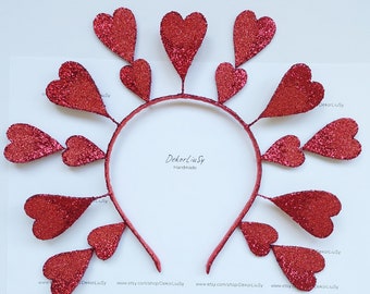 Red heart crown headband