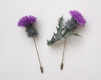Realistic thistle flower brooch Thistle violet boutonniere