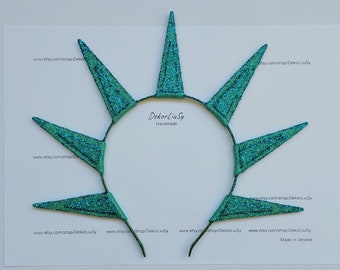 Teal spikes halo crown Halloween glitter holiday headband