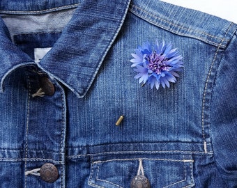 Cornflower boutonniere Blue flower brooch