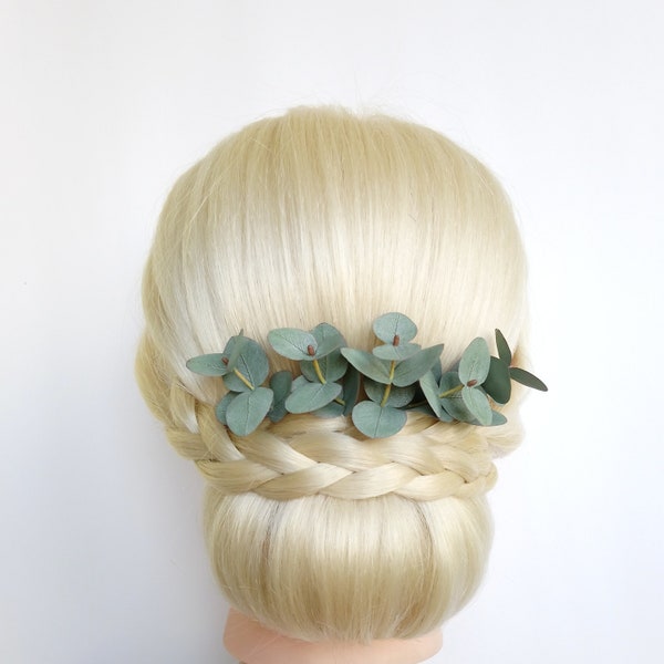 Realistic eucalyptus rustic hair pins Real touch rucalyptus leaves bridal hairpiece Greenery Wedding