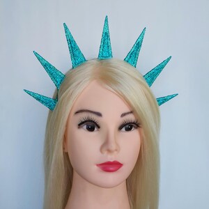 Teal spikes halo crown Halloween glitter holiday headband image 3