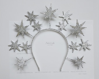 Christmas celestial glitter stars crown Burthday glitter Halo crown