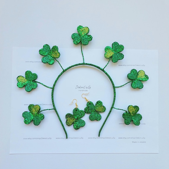St Patrick\'s Day Headband Set of 9 Shamrock Clover Hair Accessories Amazon.com: 2 Pieces St. Patrick main image 2