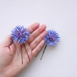 Cornflower bridal hair pins Blue flower hairpiece image 9