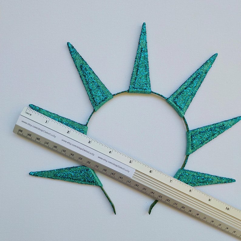 Teal spikes halo crown Halloween glitter holiday headband image 7