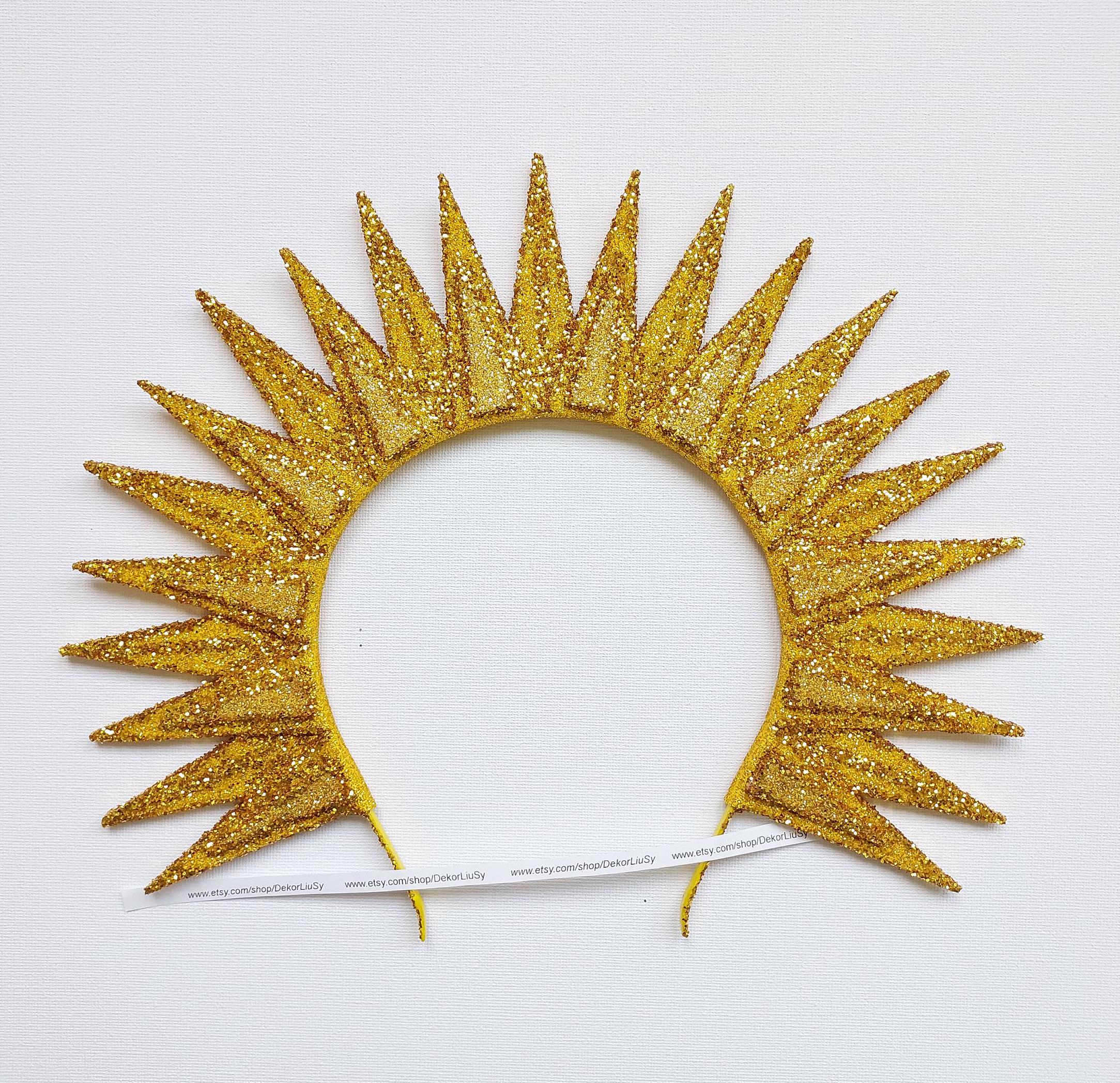 Bandeau Paillettes Flammes - Accessoire Cheveux Halloween, Fête, Cosplay - Serre-tête Déesse Du Soleil, Effet Feu - 3