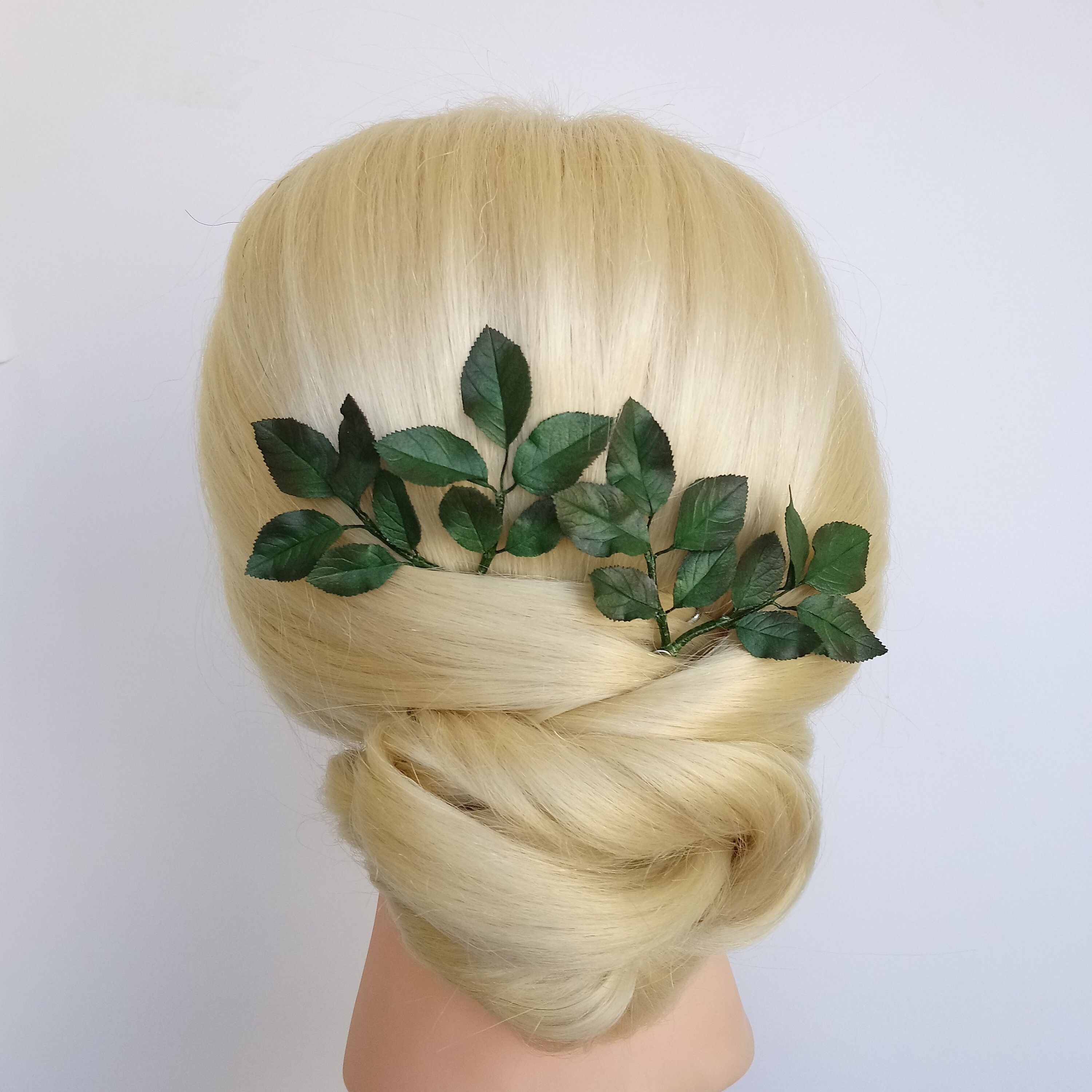 Realistic leaf bridal hair pins Green Leaves headpiece Etsy