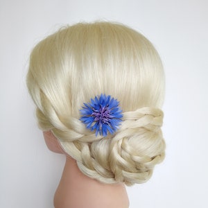 Cornflower bridal hair pins Blue flower hairpiece image 1