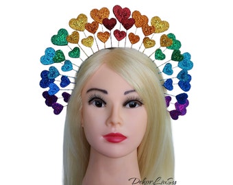 Rainbow hearts holiday crown