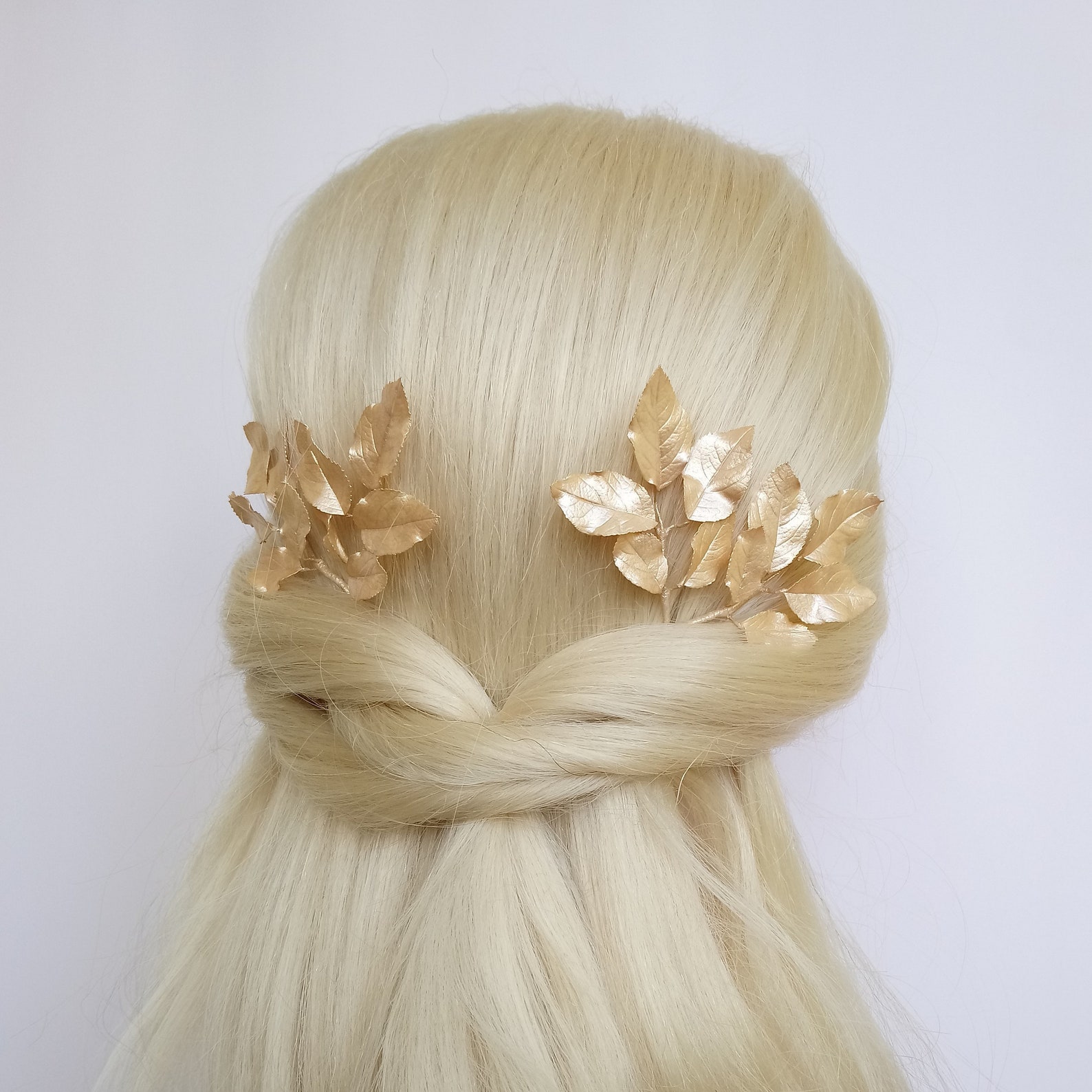 Gold Leaf Hair Pins Metallic Leaves Bridal Hair Pins Gold Etsy