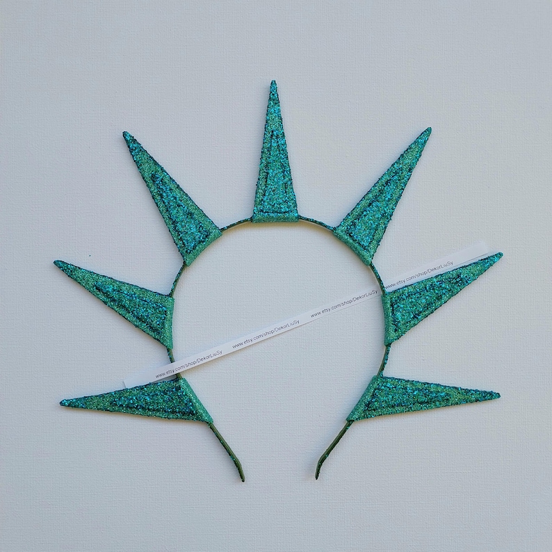 Teal spikes halo crown Halloween glitter holiday headband image 4