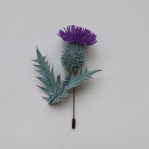 Realistic thistle flower brooch Thistle purple boutonniere