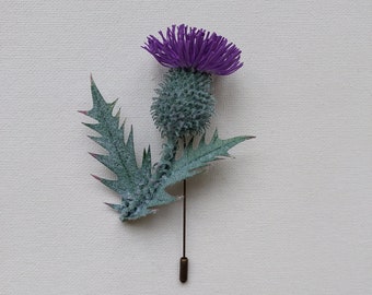 Realistic thistle flower brooch Thistle purple boutonniere