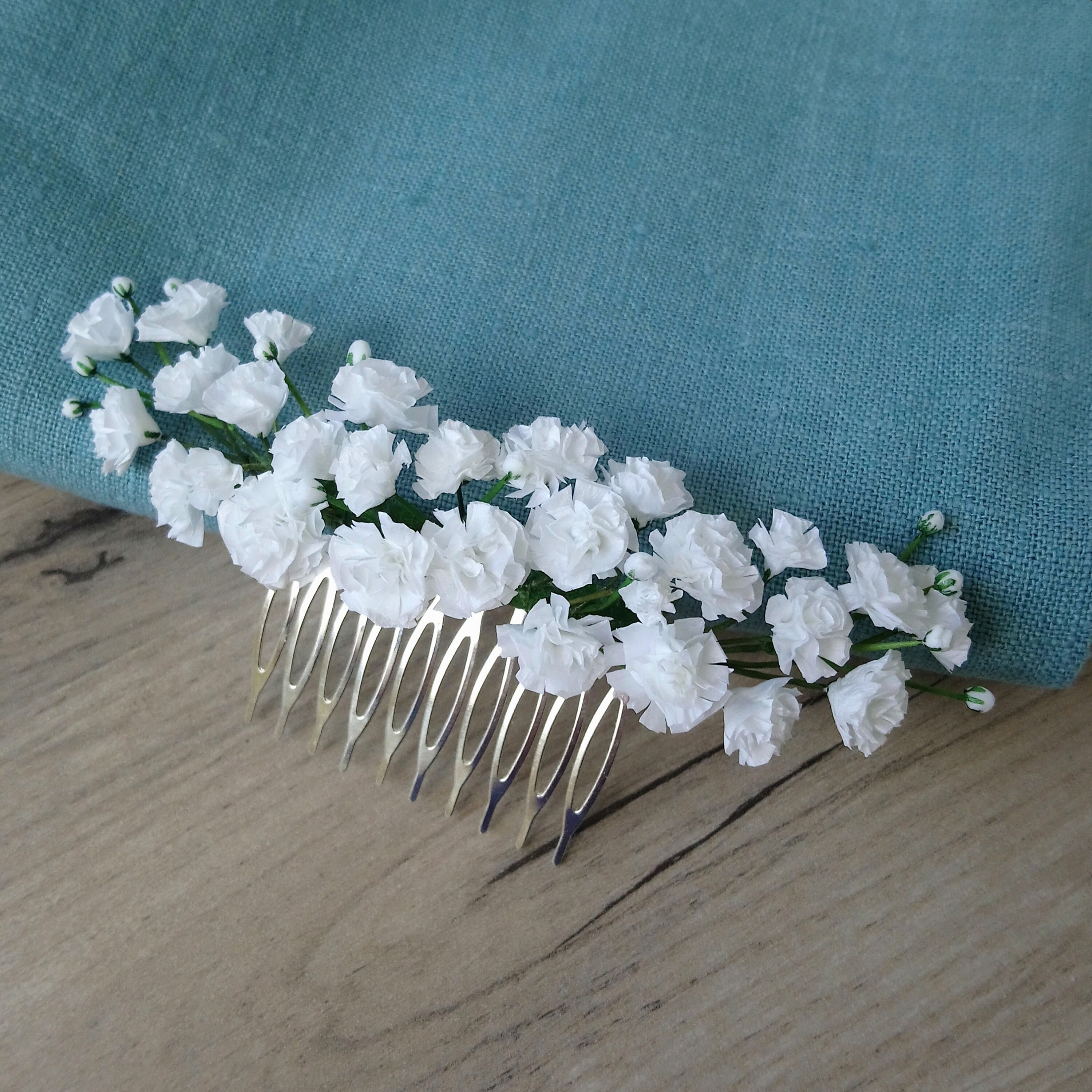 Baby breath bridal hair comb Flower Hair piece Etsy