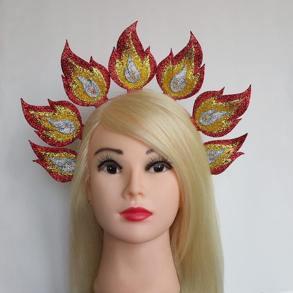Flame Crown Headband, Fire Festival Headpiece, Red Glitter  display picture 1