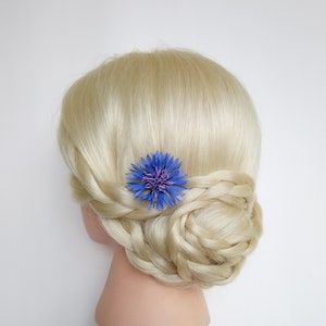 Cornflower bridal hair pins Blue flower hairpiece image 8