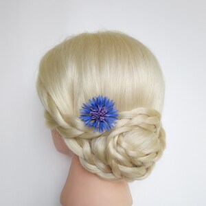 Cornflower bridal hair pins Blue flower hairpiece image 5