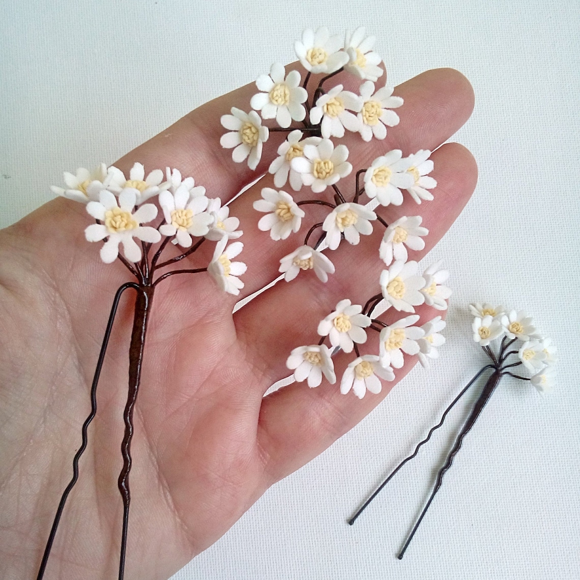 Daisy hair pins White Rustic bridal flower hair pins Daisy Etsy
