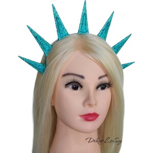 Teal spikes halo crown Halloween glitter holiday headband image 2