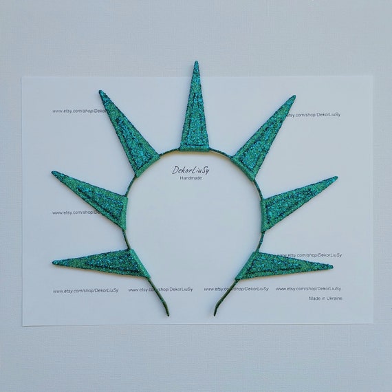 Teal spikes halo crown Halloween glitter holiday headband