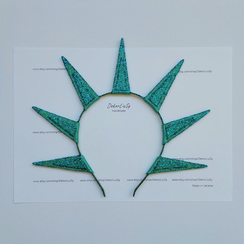 Teal spikes halo crown Halloween glitter holiday headband Teal crown