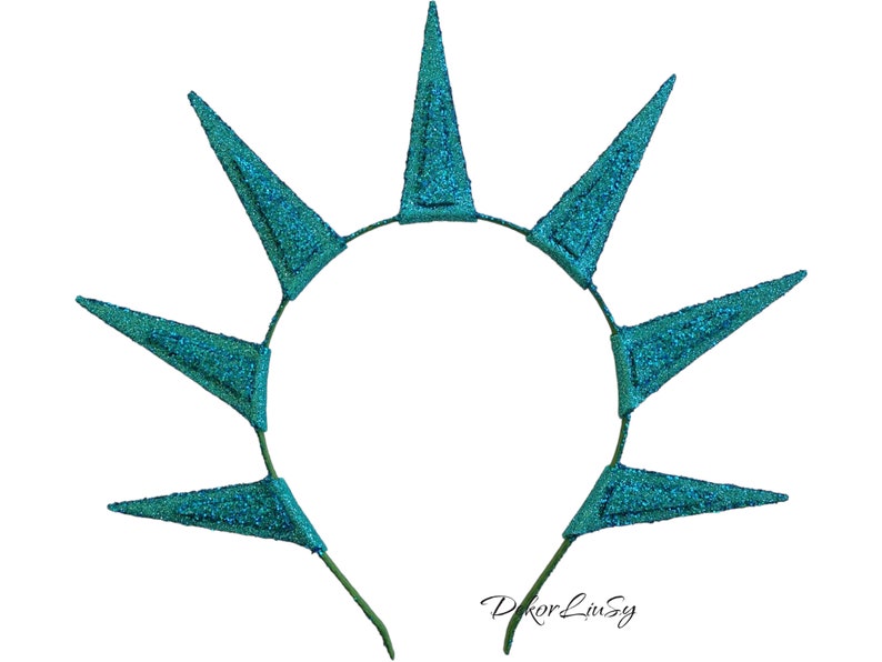 Teal spikes halo crown Halloween glitter holiday headband image 5