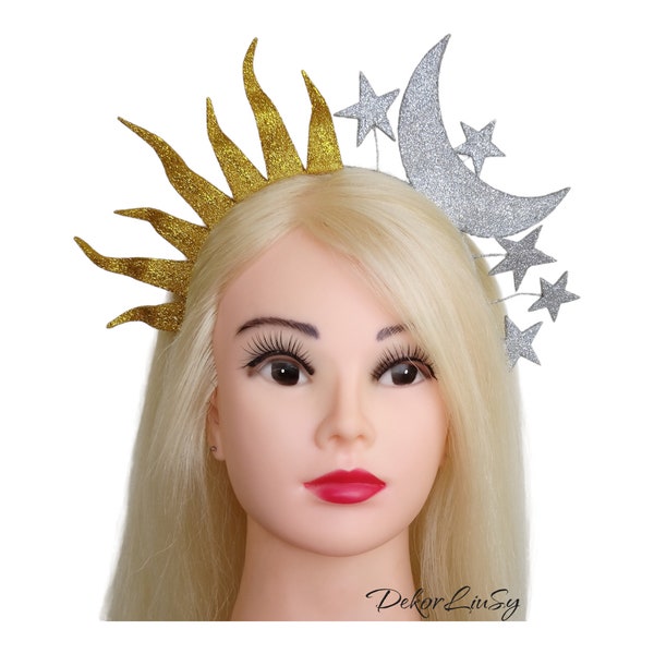 Celestial headband Sun and moon crown Halloween moon stars headpiece