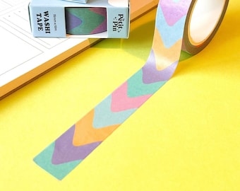 Regenbogen Chevron Washi Tape: Buntes Papierklebeband (15 mm x 10 m)