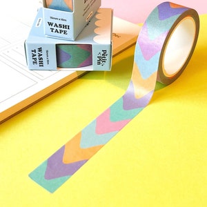 Rainbow Stripe Washi Tape Striped Multicolour Pattern Paper Tape 10m 15mm Cute Washi Tape Small Gifts for Stationery Lovers image 1