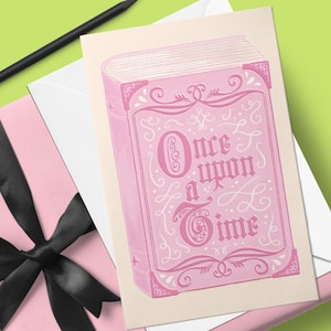 Il était une carte de temps | Carte d’anniversaire de conte de fées | Cartes d’anniversaire illustrées à la main | Carte d'anniversaire pour une jeune fille | Cartes d'anniversaire roses