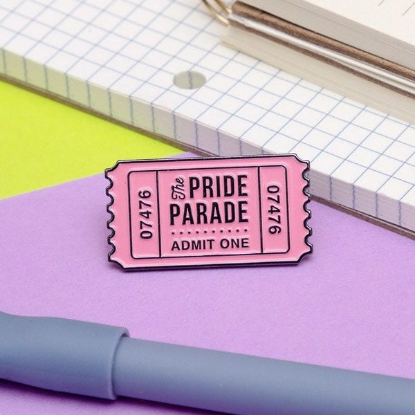 Pride Parade Ticket | LGBT Pin Badge | Admit One | Gay Pride  | Enamel Lapel Pin Gift | Progress Support Brooch | Lapel Pins | Enamel Pins