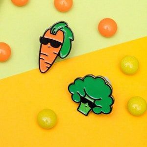 Rockin' Carrot | Metal Head Pin | Vegan Enamel Lapel Pin | Enamel Pins | Vegetarian Pin | Meat Free | Vegan Gift | Pin Badge | Funny Gift