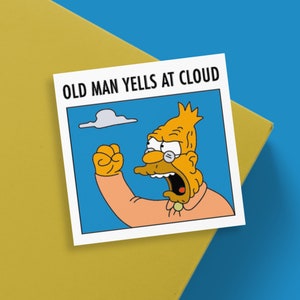 The Simpsons Square Print - 21cm - Old Man Yells at Cloud | Simpsons Poster | Simpsons Art | Simpsons Wall Art | Simpsons Gifts | Home Decor