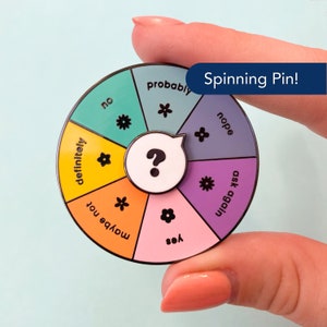 Spinning Enamel Pin | Decision Maker Large Lapel Pin | Enamel Pins | Unique Enamel Pin | Wheel pin | Unique Gifts | Pin Badge | Rainbow Pin