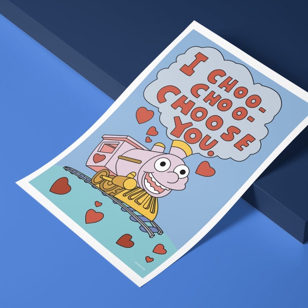 The Simpsons A4 Print - I Choo Choo Choose You! | Valentine's Day | Simpsons Poster | Art Print | Simpsons Wall Art | Simpsons
