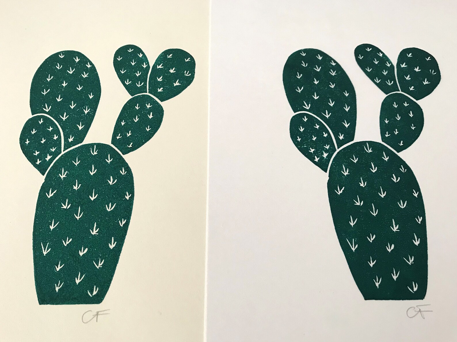 LINOCUT PRINT Cactus Engraved and printed by hand HANDMADE | Etsy