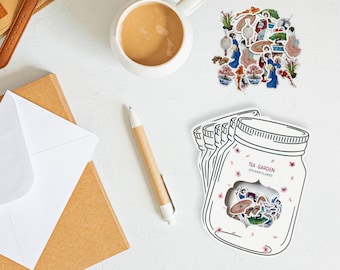 Tea Garden Sticker Jar | Stickers | Sticker Flakes | Bujo Stickers | Japanese | Koi Fish Stickers | Watercolor Sticker Flakes | Planner