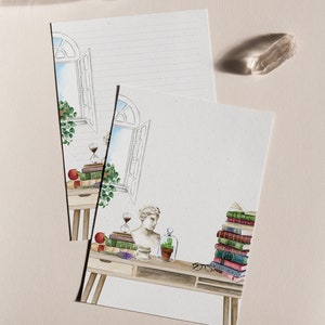 Conjunto de papelería de literatura mundial / Conjunto de cartas / Papel de escritura de libros / Papelería de gusanos de libros / Pegatinas de libros / Conjunto de papelería