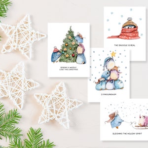 O Pinguinbaum Penguin Christmas Cards / Christmas Cards Boxed Set / Penguin Holiday Card Pack / Snowy Animal Card Set / O Christmas Tree