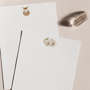 Set de papelería "Woodland Owl": Kit para escribir cartas con papel, sobres y diseño de animales para amigos por correspondencia