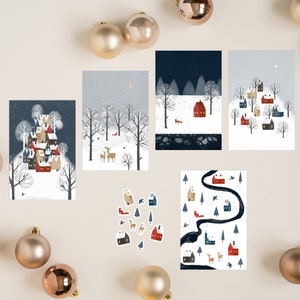 Winter Wonderland Postkarten Set und Stickerbogen im Bundle | Winter Postkarten Set | Weihnachts Postkarten | 8 Postkarten | Geschenk Set