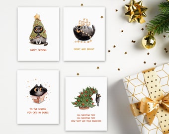 Cartão de Natal Feliz Catsmas | Cartão de Natal | Natal de Gato | Cartão de Natal de Gato | Cartão de Natal Engraçado | Cartão de Natal Engraçado de Gato