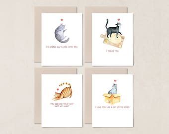 Happy Cat Valentine Day Card Collection | Funny Cat Cards | Cat Puns | Funny Valentine Day Cards | Funny Greeting Cards | Cat Valentine