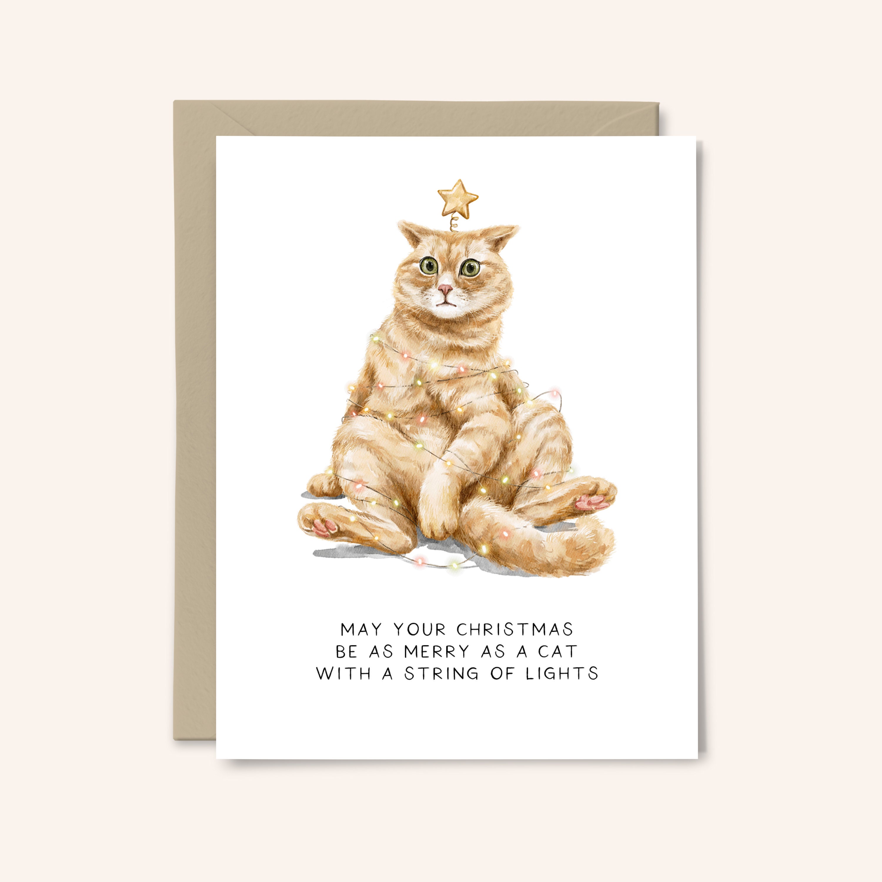 Biglietto Di Natale Con Gatto Divertente Per Amici E Famiglia, Cartolina Umoristica Per Lei/Lui, Interno Vuoto, Amanti Dei Gatti
